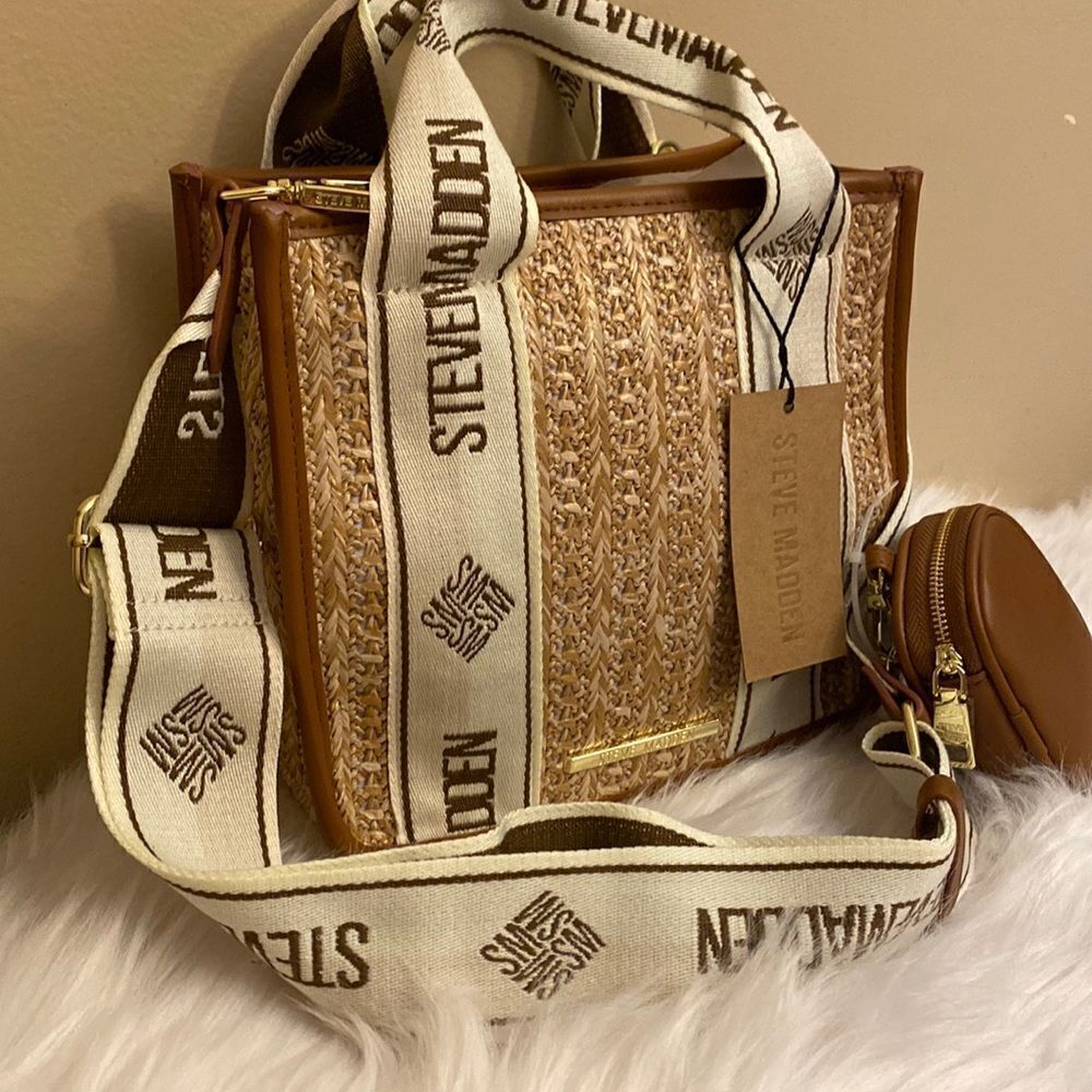 NWT Steve Madden (Bwebber)Satchel/Crossbody/Canvas Viral Tiktok Bag - Tweed - Picture 4 of 14